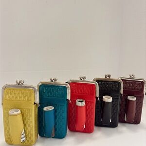Elegant Women's Leather cigarette Purse Set - Red, Yellow, Blue, Black